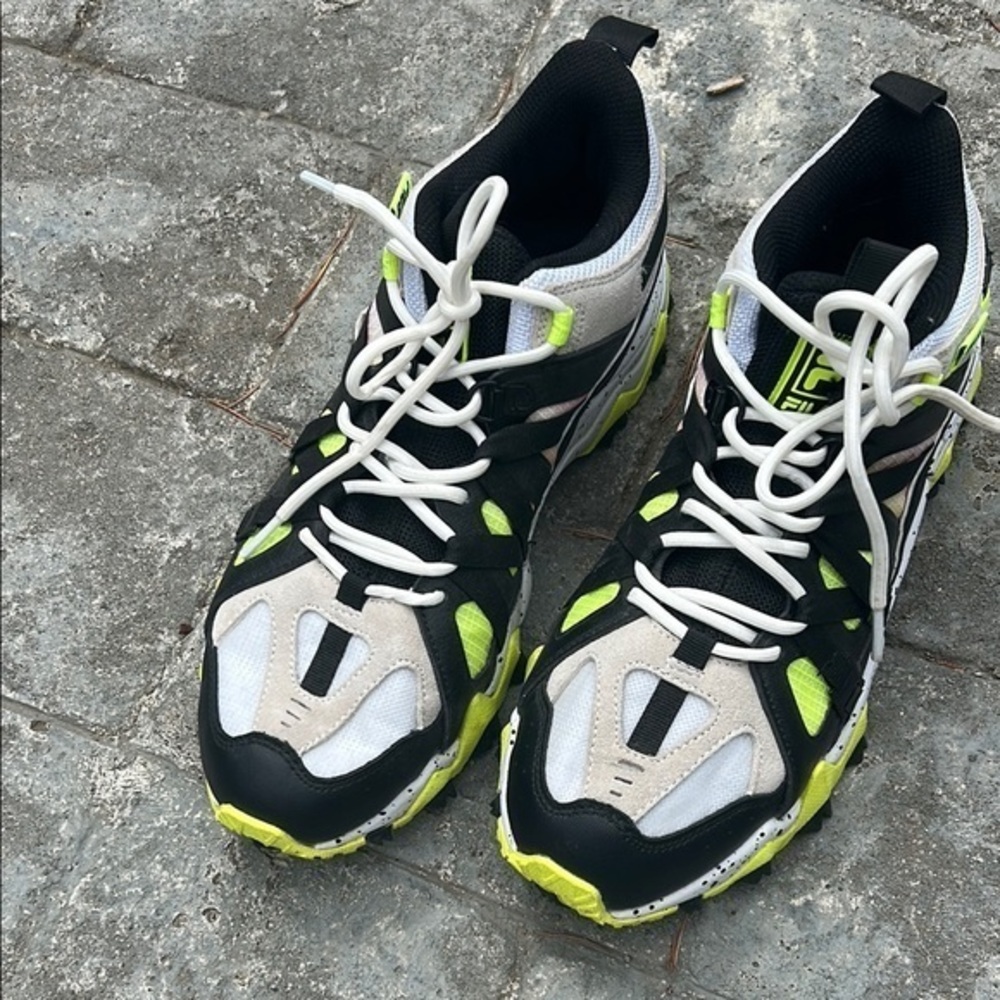 Fila Men’s ExcursionBlack and Neon Green Athletic Shoes